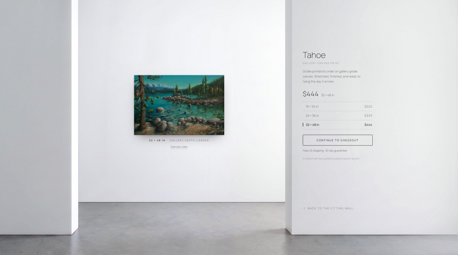 The Viewing Room, the print hung on a lit gallery wall before purchase